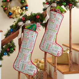 Personalized Holly Jolly Name Christmas Stocking - Traditional Holiday Colors Customize With Any 19 - thumbnail 1
