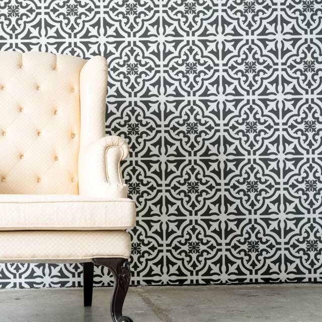 Tile Stencil Rio Tinto - Portuguese Wall Stencils Geometric Moroccan Pattern For Diy Home Decor - image 1