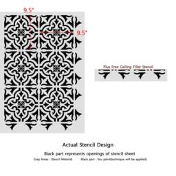 Tile Stencil Rio Tinto - Portuguese Wall Stencils Geometric Moroccan Pattern For Diy Home Decor - thumbnail 2