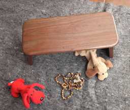 Compact Meditation Bench , Stool/Folding Rounded Leg /Walnut