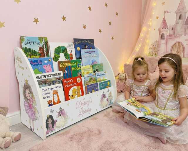 Personalised Princess Bookcase - Girls Bookshelf & Unicorn Theme Fairy Tale Nursery Ages 1-5 Fully Assembled Made in UK - image 1