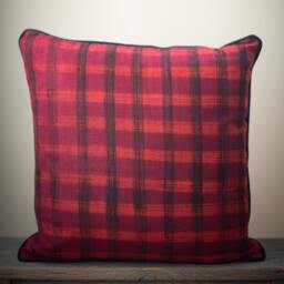 Burgundy & Black Plaid Pillow - thumbnail 2