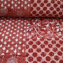 "Handmade Indian Kantha Quilt Patchwork Cotton Bedspread - 90""x108" - thumbnail 2
