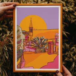 st Ives Cornwall Art Print Bright Coastal Illustration - thumbnail 2