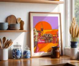 st Ives Cornwall Art Print Bright Coastal Illustration - thumbnail 1