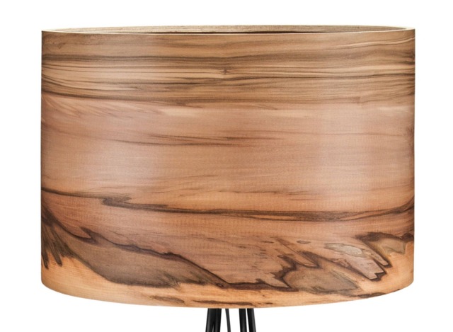 Satin Walnut Veneer Floor Lamp - Handmade Wooden Lampshade - image 1