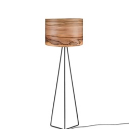 Satin Walnut Veneer Floor Lamp - Handmade Wooden Lampshade - thumbnail 3