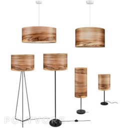 Satin Walnut Veneer Floor Lamp - Handmade Wooden Lampshade - thumbnail 2
