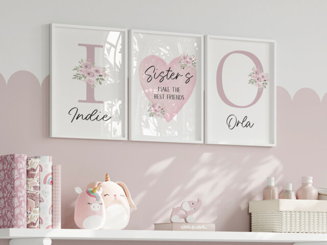 Sisters Make The Best Friends, Girls Bedroom Prints, Girl Prints, Sisters, Pink Decor, Rainbow, Wall Art, Girls Room Decor, Siblings, Kids, Toddler - image 1