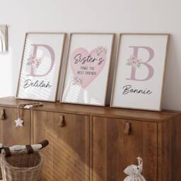 Sisters Make The Best Friends, Girls Bedroom Prints, Girl Prints, Sisters, Pink Decor, Rainbow, Wall Art, Girls Room Decor, Siblings, Kids, Toddler - thumbnail 2