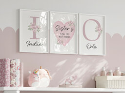 Sisters Make The Best Friends, Girls Bedroom Prints, Girl Prints, Sisters, Pink Decor, Rainbow, Wall Art, Girls Room Decor, Siblings, Kids, Toddler - thumbnail 1