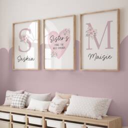 Sisters Make The Best Friends, Girls Bedroom Prints, Girl Prints, Sisters, Pink Decor, Rainbow, Wall Art, Girls Room Decor, Siblings, Kids, Toddler - thumbnail 3