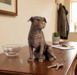 Staffordshire Bull Terrier Dog Ornament, Bronze Effect Staffy Figurine, Decorative Home Decor Sculpture