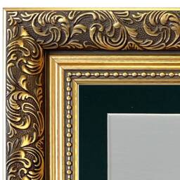 Dahlia Gold Ornate Photo, Picture Frame With Dark Green Mount - thumbnail 2