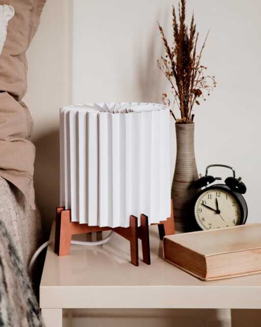 Handmade Origami Table Lamp - Modern Paper & Wood Accent Light For Cosy Interiors - image 1