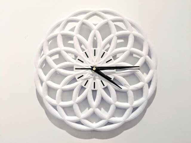 "3D Printed Geometric Wall Clock - 10.5"" Modern Flower Petal Design ""Cycles" - image 1