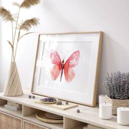 Watercolor Butterfly Art Print, Pink Wall Decor - thumbnail 3