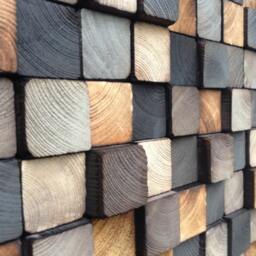 Wooden Art Wall Sculpture - Reclaimed Wood Rustic - thumbnail 2
