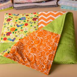 Colorful Baby Quilt in Stunning Orange & Green-Nursery Bedding, Unique Baby Gift, Boy Quilt, Girl Neutral Gift - thumbnail 2