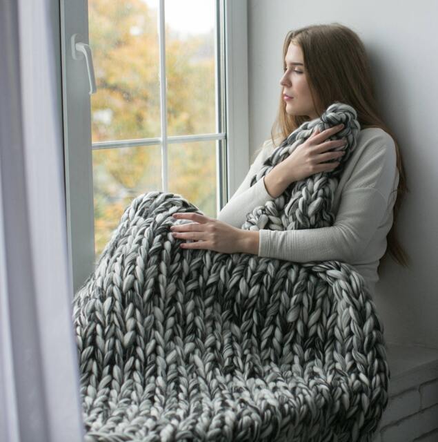 Chunky Knit Throw Blanket Gift For Her Giant Afghan Wool Blanket Bulky Knit Lap Christmas - image 1