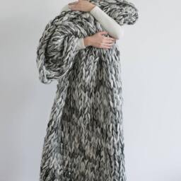 Chunky Knit Throw Blanket Gift For Her Giant Afghan Wool Blanket Bulky Knit Lap Christmas - thumbnail 2