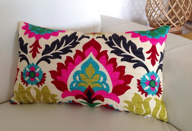 Desert Flower Lumbar Pillow Cover Bright Medallion Cotton Cushion - image 1