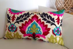 Desert Flower Lumbar Pillow Cover Bright Medallion Cotton Cushion