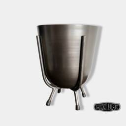 Maxlume ~ Pewter Grey Indoor Small Plant Pot & Stand Planter - thumbnail 3