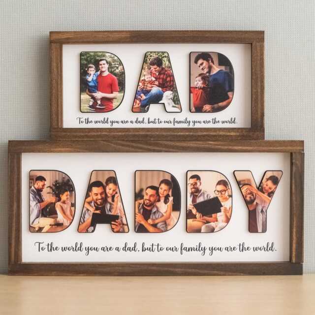 Father's Day Photo Gift, Custom Wooden Sign For Dad, Personalized Dad Frame With Pictures Y77 - image 1