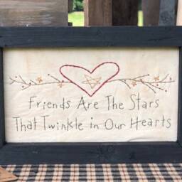 Friends Are Stars That Twinkle Primitive Stitchery Framed Print - thumbnail 2