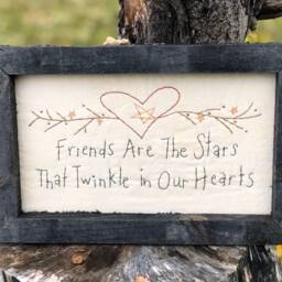 Friends Are Stars That Twinkle Primitive Stitchery Framed Print - thumbnail 3
