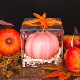 Autumn Pumpkin Candle, Soy Pillar Wax, Cosy Home Decor, Gift in Various Colours - thumbnail 3