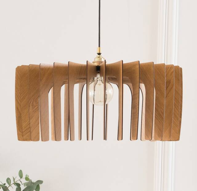 Handmade Wood Pendant Light Modern Nordic Style Lampshade - image 1