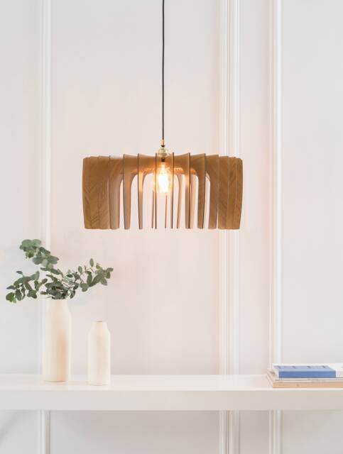 Handmade Wood Pendant Light Modern Nordic Style Lampshade - image 1