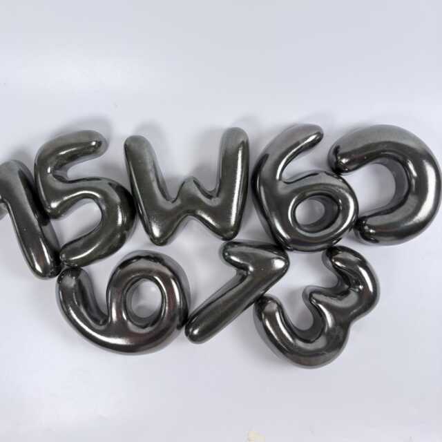 Ceramic Bubble Numbers - Handmade Metallic House Numbers, Modern Wall Decor - image 1