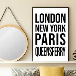 Queensferry Iconic Bold Town Scotland Print Poster - Scotland Gift Bespoke A5 A4 A3 Framed Or Unframed - thumbnail 3