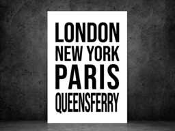 Queensferry Iconic Bold Town Scotland Print Poster - Scotland Gift Bespoke A5 A4 A3 Framed Or Unframed - thumbnail 1