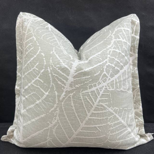 Sahco Olmo Luxury Designer Silver Leaf Neutral Linen Fabric Cushion Cover Throw Pillow - image 1
