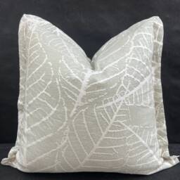 Sahco Olmo Luxury Designer Silver Leaf Neutral Linen Fabric Cushion Cover Throw Pillow - thumbnail 1