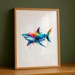 Colourful Shark Print Set Of 3 - Vibrant Watercolour Sea Life Wall Art Ocean Animal Decor Gift For Kids Or Lovers - thumbnail 3