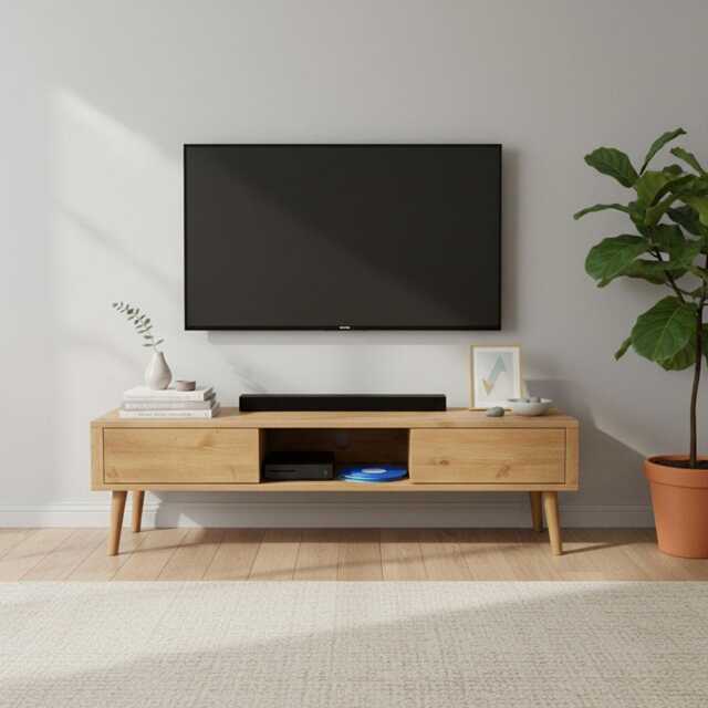 Tv Stand, Solid Wood Tv Custom Made Furniture. Assembled Unit, Unit - image 1