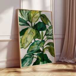 Fiddle Leaf Fig Wall Art Print, Botanical Green Plant Poster, Modern Nature Inspired Home Decor, Minimalist Painting Artwork - thumbnail 2