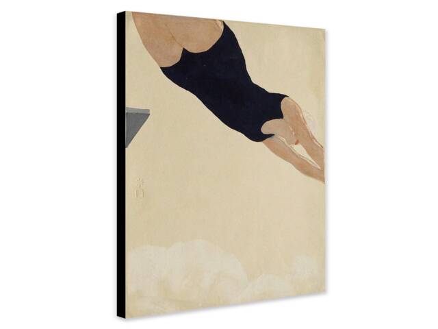 Koshiro Onchi Diving Print - Vintage Japanese Art, Framed Canvas - image 1