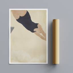 Koshiro Onchi Diving Print - Vintage Japanese Art, Framed Canvas - thumbnail 3