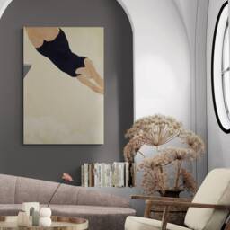 Koshiro Onchi Diving Print - Vintage Japanese Art, Framed Canvas - thumbnail 2