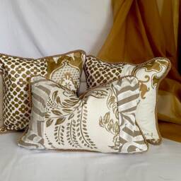"Designers Guild Pillow Cover Bohemian White & Gold Cotton - 12""x 18" - thumbnail 4