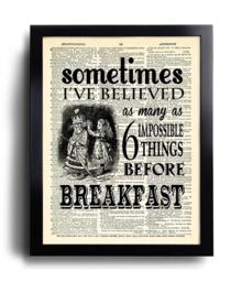 Alice in Wonderland Six Impossible Things Quotes Wall Art, Book Page Print, Bathroom Gift Idea For Her, Poster, Wall Decor 364 - thumbnail 1
