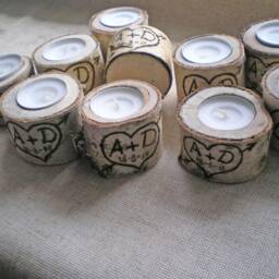 10 Birch Candle Holders Personalized Natural White Wood Centerpieces Rustic Wedding Decor - thumbnail 4