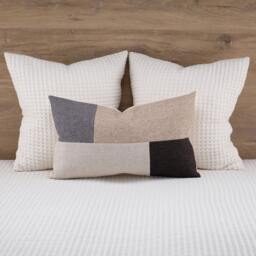 Modern Color Block Lumbar Pillow Cover, Tan, Gray, Beige, Charcoal - thumbnail 1