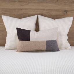 Modern Color Block Lumbar Pillow Cover, Tan, Gray, Beige, Charcoal - thumbnail 2